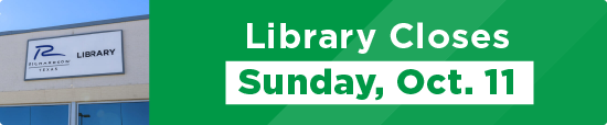 Library Closes Sunday, Oct. 11